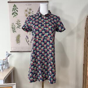Kling Polka Dot Cherry Print Mini Shirt Dress Mod Retro 70s Style Whimsy Twee XS